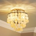 Agv Lighting Cl008s Capiz Seashell Ceiling Light Flush Mount D13 X H15 3-lights Chrome Finish Frame Perfect For Living Room 