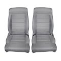 Cloth Front Driver And Passenger Side Bottom Top Lean Back Seat Cover Gray Replacement For 2007-2012 