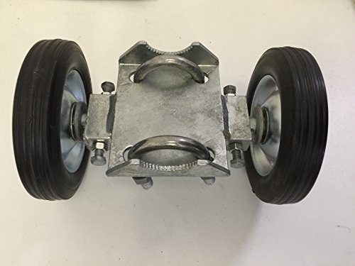 Rolling Gate Double Carrier Wheel 6 Solid Rubber Wheels Axle Assembly