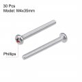 Uxcell M4x35mm Machine Screws Pan Phillips Cross Head Screw 304 Stainless Steel Fasteners Bolts 30pcs