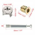 Uxcell 3-in-1 Furniture Connecting Kit 15mm Outer Dia Cam Fitting M6x40mm Dowel Screws M6 Pre-inserted Nut 20 Sets