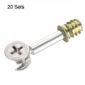 Uxcell 3-in-1 Furniture Connecting Kit 15mm Outer Dia Cam Fitting M6x40mm Dowel Screws M6 Pre-inserted Nut 20 Sets