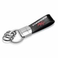 Ipick Image Compatible With Dodge Charger R T Black Real Leather Strap Chrome Round Hook Metal Key Chain