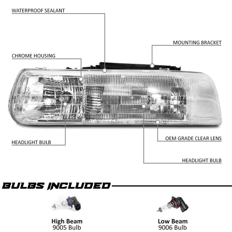 Epic Lighting Oe Style Replacement Headlight For Chevrolet 00-06 Tahoe Suburban 99-02 Silverado Pickup Chevy Truck Gm2502187