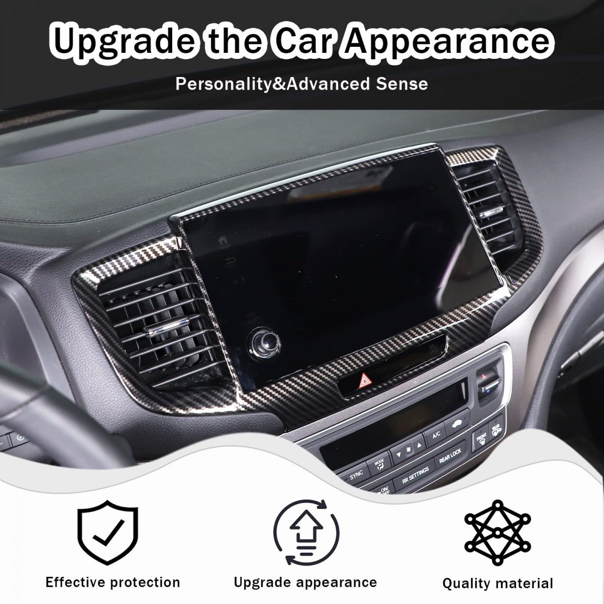 Hirufait Dashboard Navigation Panel Frame For Honda Pilot 2019-2022 Ridgeline 2021-2023 Passport 2019-2023 Abs Material Center