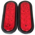 Set Of 2 Red 6 Oval 10 Led Trailer Stop Turn Tail Light W Grommet And Plugs 24004 