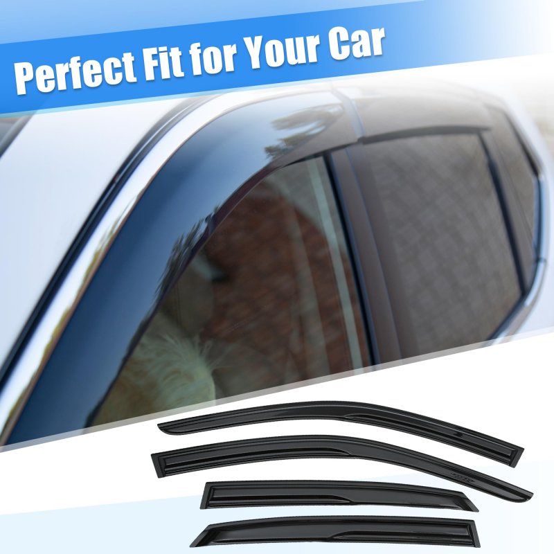 1 Set Window Visors Rain Guards Deflectors Tape-on Durable For Honda Civic 2022 2023 Black