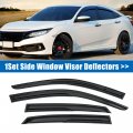 1 Set Window Visors Rain Guards Deflectors Tape-on Durable For Honda Civic 2022 2023 Black
