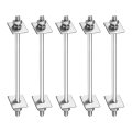 5pcs M6x120mm 304 Stainless Steel Double End Threaded Stud Screw Bolt With Nuts Square Flat Washers Spring For House 