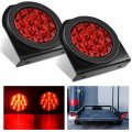 4in Round Trailer Tail Lights 2pcs Red Waterproof Led Stop Brake Turn With Mounting Brackets And Grommets For Rv Truck 12v 