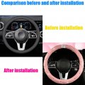 Mingzaiqipei Bling Crown Crystal Rhinestones Plush Steering Wheel Covers Diamond Cover Non Slip Car Accessory For Universal Fit