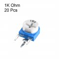 Uxcell Trimmer Potentiometer 1k Ohm Adjustment Horizontal Variable Resistors 20pcs