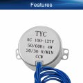 Heyiarbeit 2pcs Synchronous Synchron Motor 50-60hz Ac 110v 30rpm Electric Ccw Tyc-50 4w Horizontal Hole Shaft For Hand-made