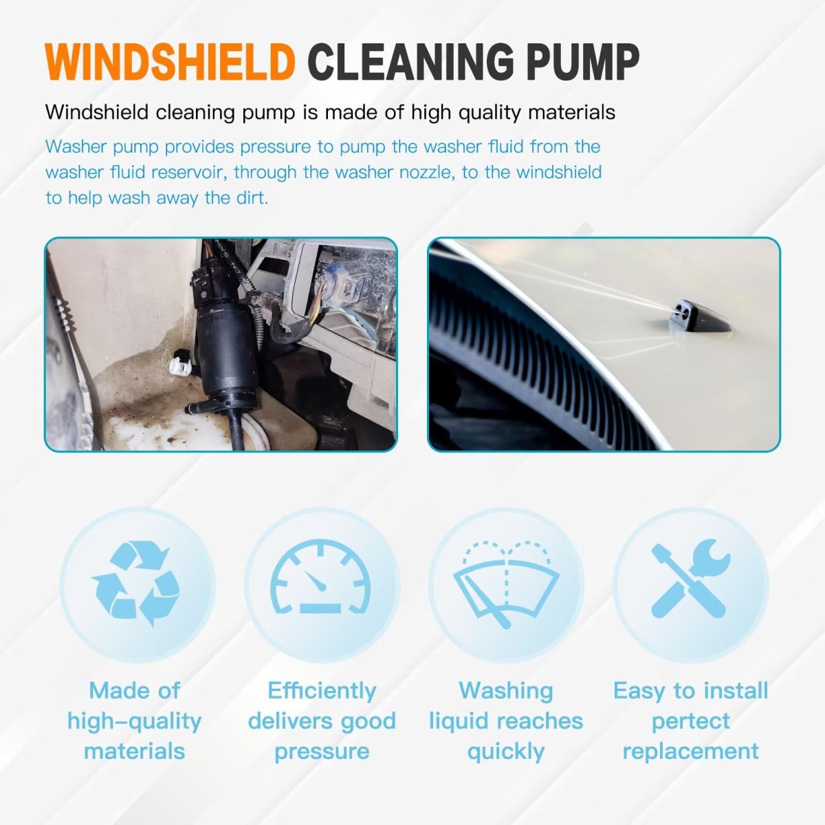 Windshield Washer Pump Replace 22999423 84518407 12v Fluid With Grommet For 2015-2020 Sierra 2500 Hd