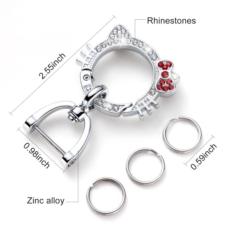 Pangpai Car Keychain For Women Carabinerchain With Key Rings Cute Crystal Rhinestone Key Chain Clip Recar Keychain For Women