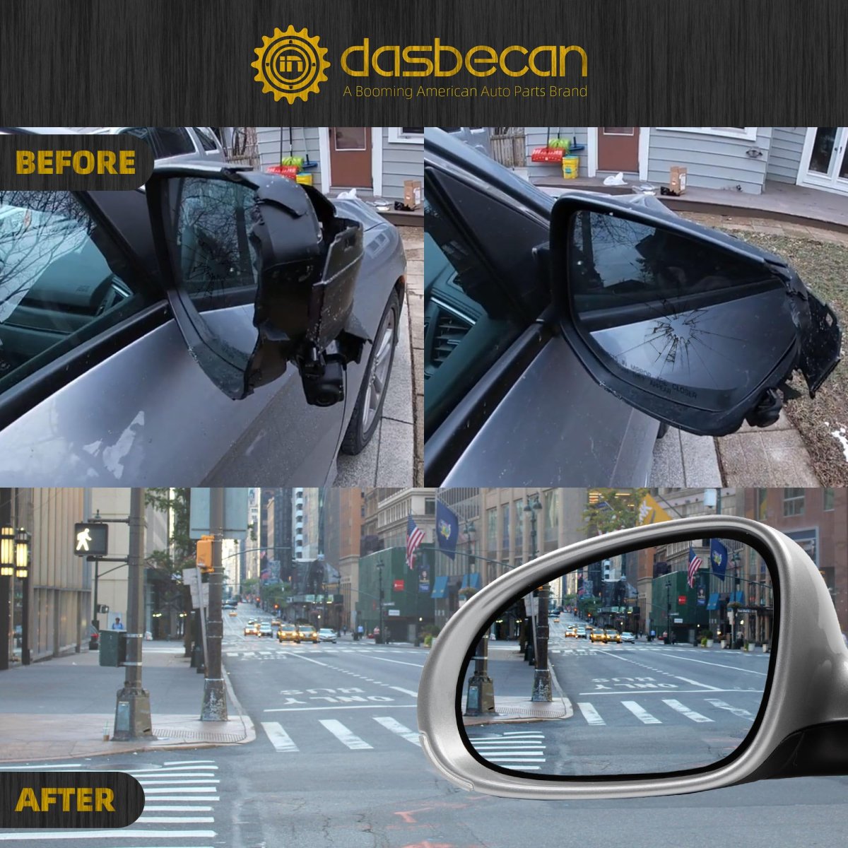 Driver Side Mirror For 2005 2010 Volkswagen Jetta Silver Gray Left Door With Turn Signal Power Heated Adjustment Glass Manual