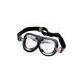 Emgo Roadhawk Leather One-piece Anti-fog Lens Goggles Chrome Finish 