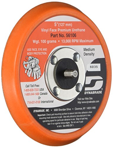 Dynabrade 54327 6-Inch Diameter Hook-Face Short Nap 3/8-Inch Thick Urethane Medium Density 5/16-Inch-24 Male Thread Non-Vacuum Disc Pad Orange