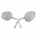 Httmt Chrome Tapered Teardrop Rearview Long Stem Mirrors Compatible With H-d Motorcycle