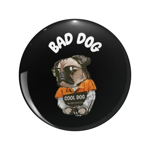 Bad Dog Double Sided Stainless Steel Keychain With 3d Resin Design Round 1 25 In Novelty Key Ring For Backpacks And Luggage