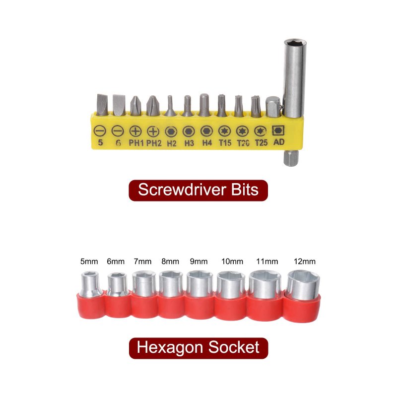 Flexible Drill Bit Extension Kits 21pcs Screwdriver Set 1 4 Hex Shank Crv Screw Driver Kit Tools With Red Shaft