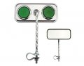 Lowrider Two Rectangle Twisted Mirrors Chrome Green Reflectors Set Of Bike Pair Bicycle 2 