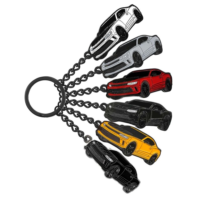 Chevy Camaro Keychain Accessories For 2010 To 2020 Metal Zinc Alloy Key Chain With Double Ring Yellow 2 X 1 In