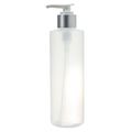 Clear Natural Refillable Plastic Squeeze Bottle With Silver Pump Dispenser 8 Oz 2 Pack Labels 