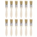 Uxcell 12pcs 1 Inch Paint Brush Natural Bristle Flat Edge With Wood Handle Wall Treatment Tool For Varnishes Glues