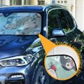 Cute Penguins Seamless On Turquoise Pattern Auto Car Front Sunshade Windshield Automobile Window Foldable Visor Vehicle Blocker