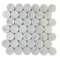 White Carrara Look Bubble Circle Recycled Glass Matte Floor And Wall Mosaic Tile For Backsplash Kitchen Bathroom Accent Sample 