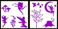 Auto Vynamics Stickerpack-faerieset01-10-gpur Gloss Purple Vinyl Detailed Woodland Fairy Faerie Sticker Pack Multiple Faeries W 