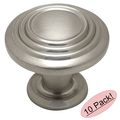 Cosmas 4122sn Satin Nickel 3 Ring Cabinet Hardware Round Knob 1-1 4 Diameter 10 Pack 