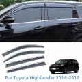 Vesul Tape-on Clip-on Window Wind Deflector Polycarbonate Rain Guard Vent Visor Compatible With Toyota Highlander 2014-2019 304