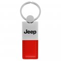 Au-tomotive Gold Inc Officially Licensed Red Duo Leather Chrome Key Fob For Jeep
