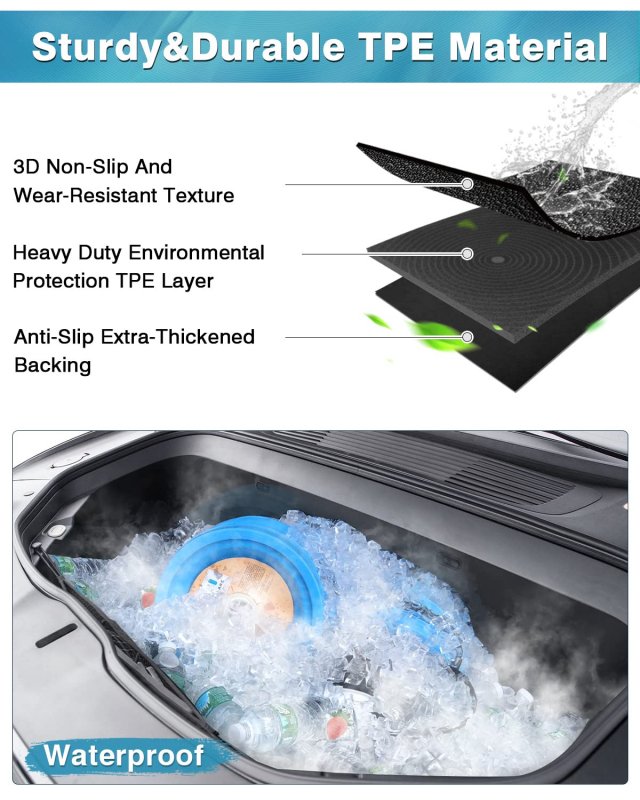 Mixsuper Custom Fit Front Trunk Liner For 2022-2023 Rivian R1t All Weather Frunk Mats Black