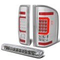 C-tube 3d Stripe Driver And Passenger Side Chrome Housing Clear Lens Led Tail Lights Bundle With High Mount Center Stop Third 