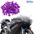 Uxcell 50pcs 5mm Universal Purple Motorcycle Round Cross Head Self Tapping Bolts Bumper Screws Metal Replacement