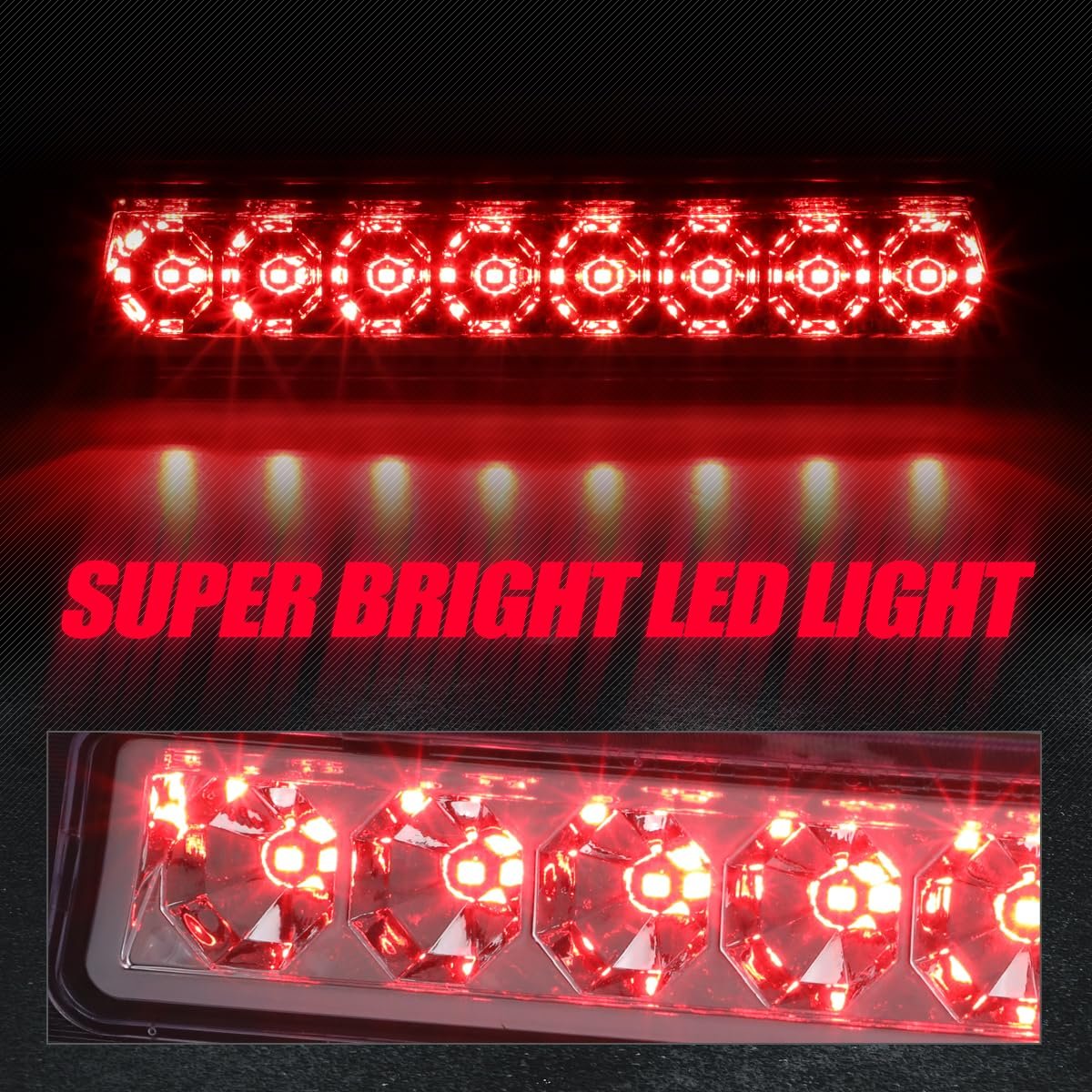 Auto Dynasty Spoiler Model Led Rear Third Brake Light High Mount Stop Lamp For Ford Mustang Lx Hatchback 87-93 Clear Lens