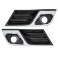 Fog Light Bezels For 2013-2017 Chevy Chevrolet Traverse Right Left Front Bumper Lamp Cover Plastic Abs Black Silvery Textured 