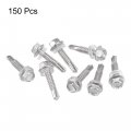 Uxcell 12 X 63 64 410 Stainless Steel Hex Washer Head Self Drilling Screws Point 150pcs