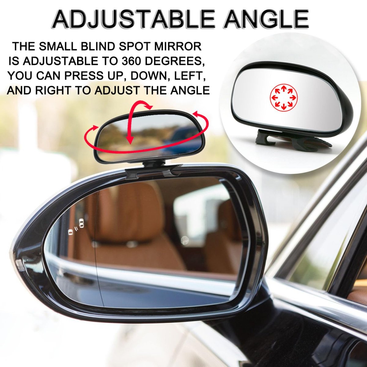 Small Blind Spot Mirror Adjustable 360 Degrees Rotation Convex Hd Glass Side Rearview With Clip On And Sticker For Cars Trucks