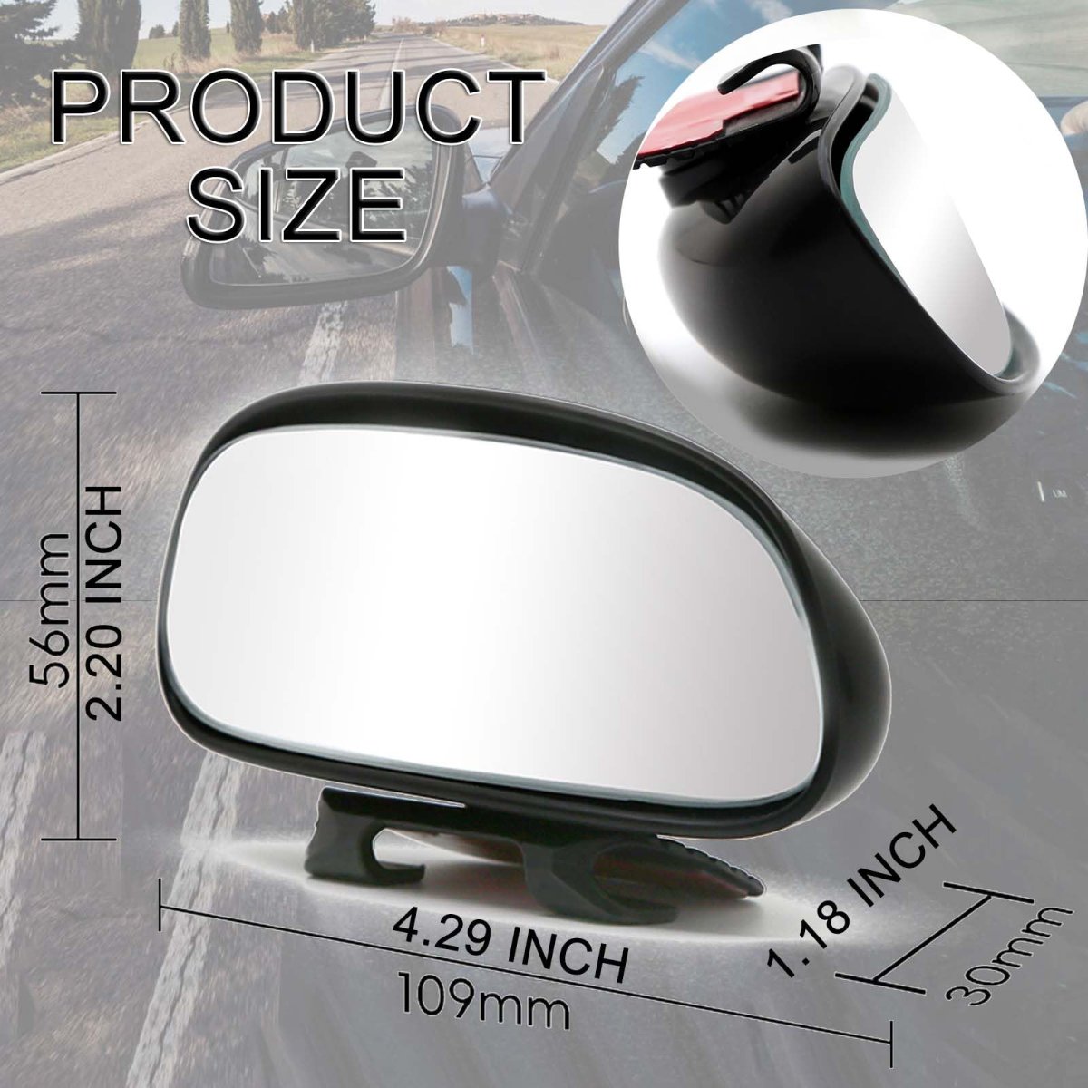 Small Blind Spot Mirror Adjustable 360 Degrees Rotation Convex Hd Glass Side Rearview With Clip On And Sticker For Cars Trucks