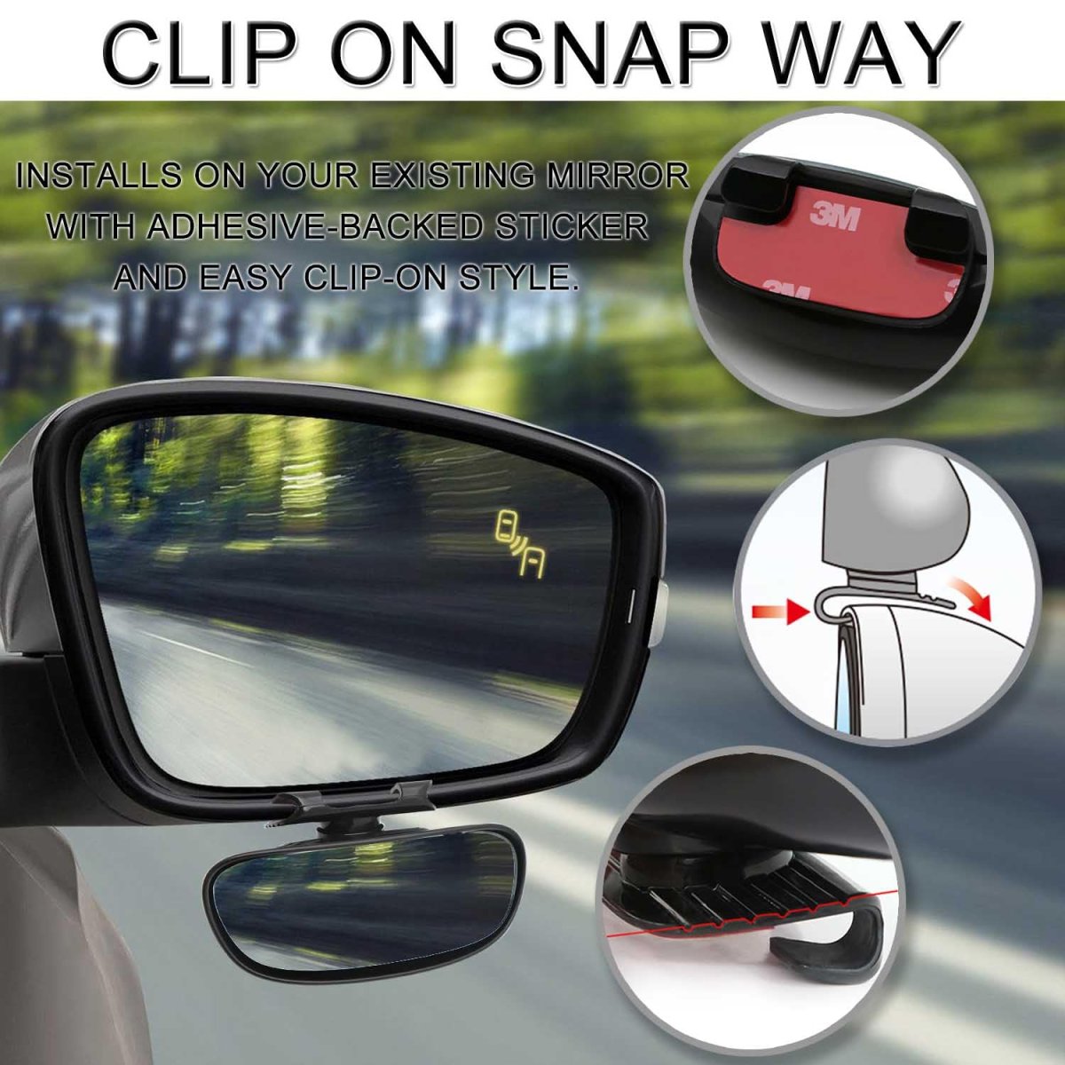Small Blind Spot Mirror Adjustable 360 Degrees Rotation Convex Hd Glass Side Rearview With Clip On And Sticker For Cars Trucks
