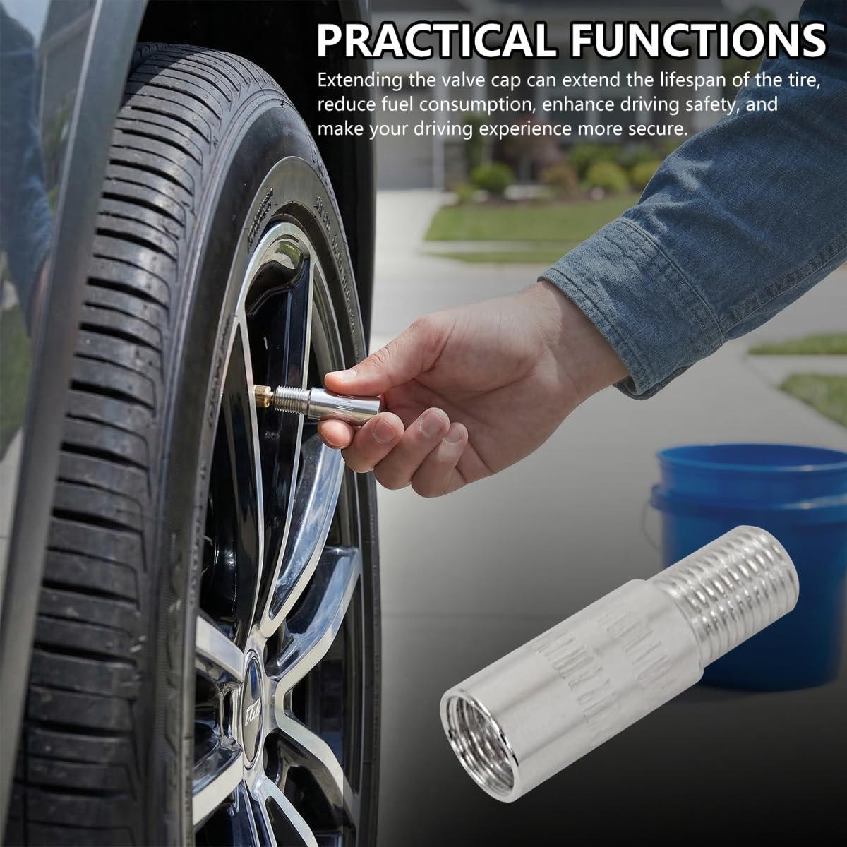 27mm Valve Stem Extensions Silver Brass Tire Cap Extender Adapter For Car Motorcycle Truck 8 Pieces