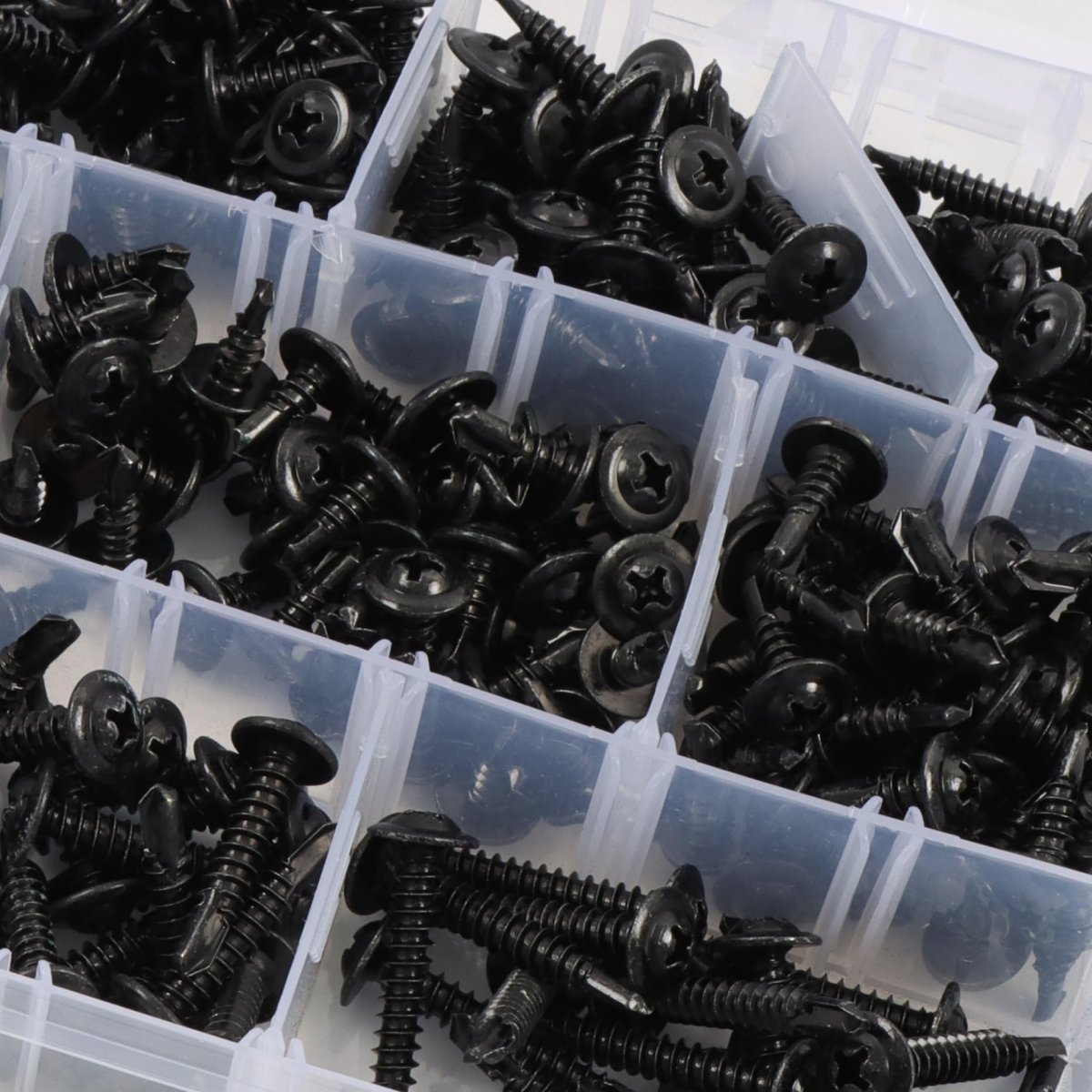 380 Piece Self Drilling Screws Kit For Metal And Wood 410 Stainless Steel 8 10 Phillips Modified Truss Head Black Oxide Coated