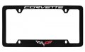 Chevy Corvette C6 Black Coated Metal Bottom Engraved License Plate Frame Holder 