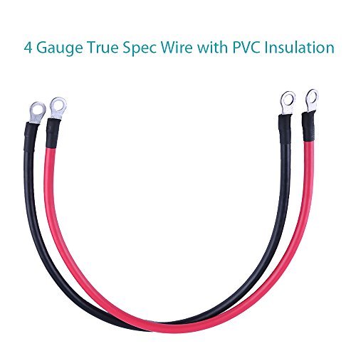 Lotfancy 4 Awg Battery Cables Gauge 24 Inch Power Inverter 3 8 In Lugs For Car Marine Solar Atv Lawn Mower Motorcycle With
