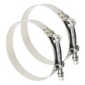 Zreneyfex 2pcs 4inch T-bolt Hose Clamp Range 108-116mm For Id Stainless Steel Band Floating Bridge And Nylon Insert Locknut 