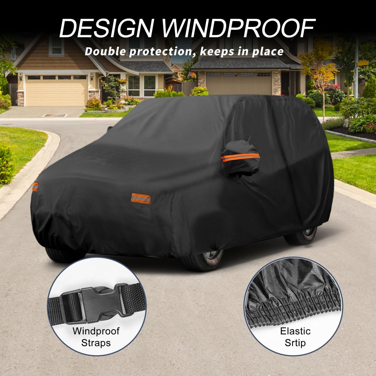 Car Cover Outdoor Waterproof Sun Rain Snow Hail Protection With Left Side Door Zipper 210d-pu For Lincoln Aviator